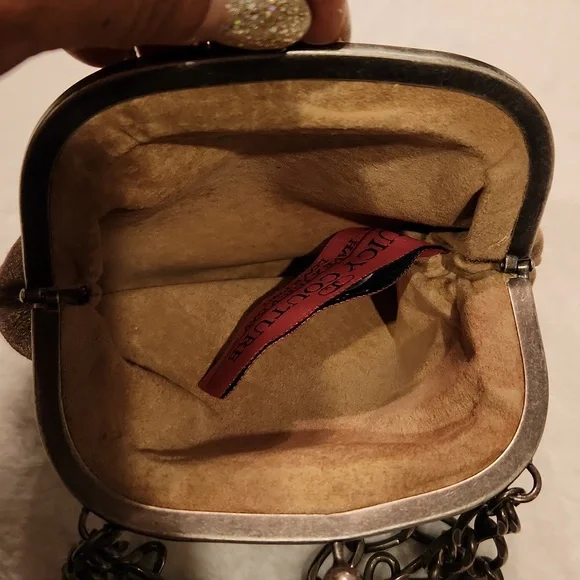 JUICY COUTURE Rare Gold Mettalic Leather Evening Purse With Rhinestones - Picture 7 of 8